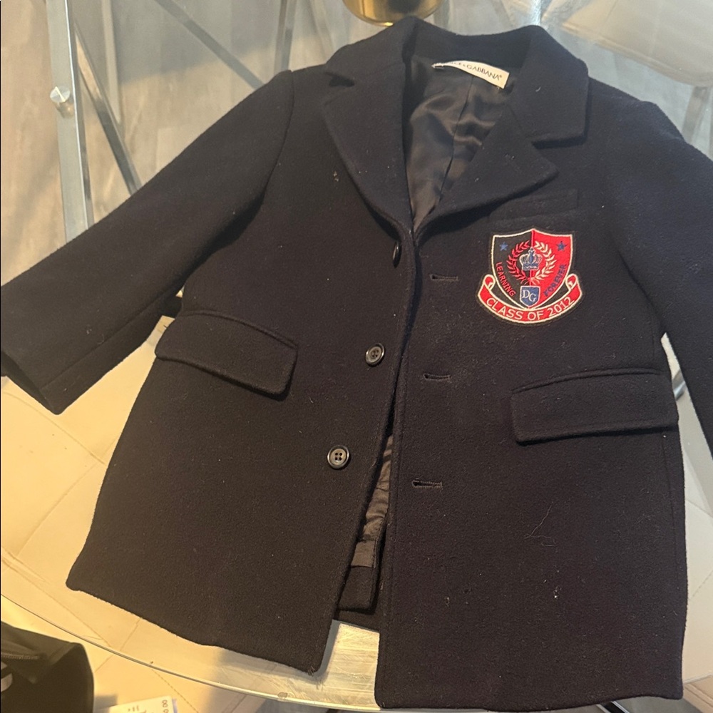 Dolce & Gabbana Kids Navy Blazer with Red Emblem
